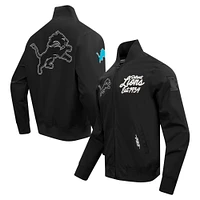 Men's Pro Standard Black Detroit Lions Paint The City Twill Full-Zip Jacket