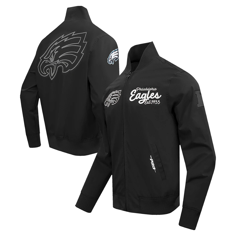 Men's Pro Standard Black Philadelphia Eagles Paint The City Twill Full-Zip Jacket