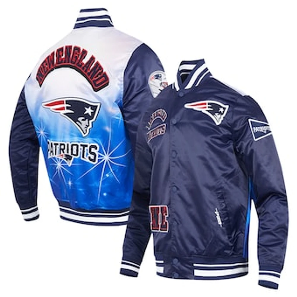 Men's Pro Standard Navy New England Patriots Sublimated Satin Full-Snap Jacket