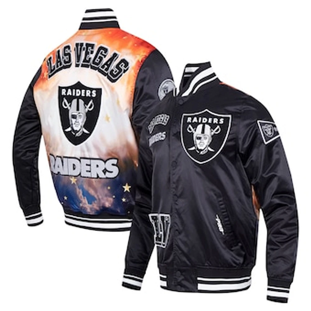 Men's Pro Standard Black Las Vegas Raiders Sublimated Satin Full-Snap Jacket