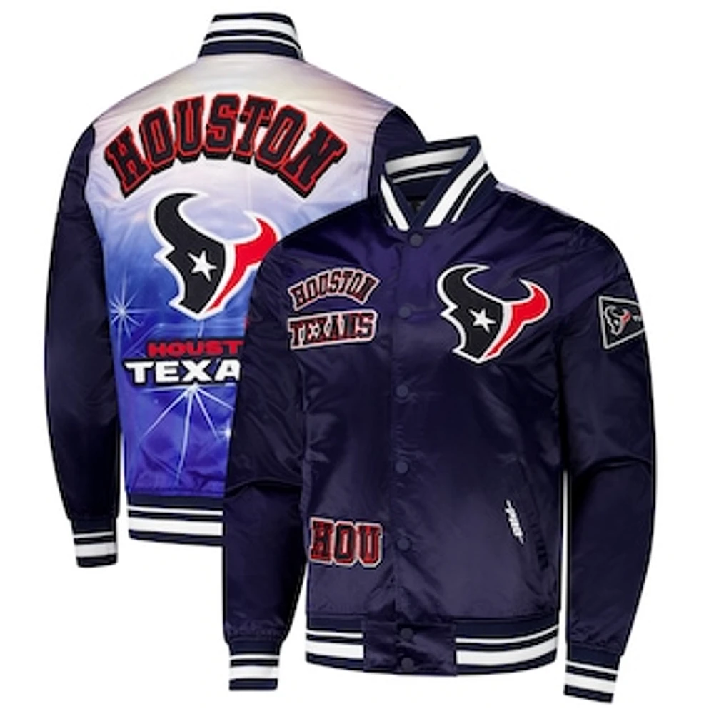 Men's Pro Standard Navy Houston Texans Sublimated Satin Full-Snap Jacket