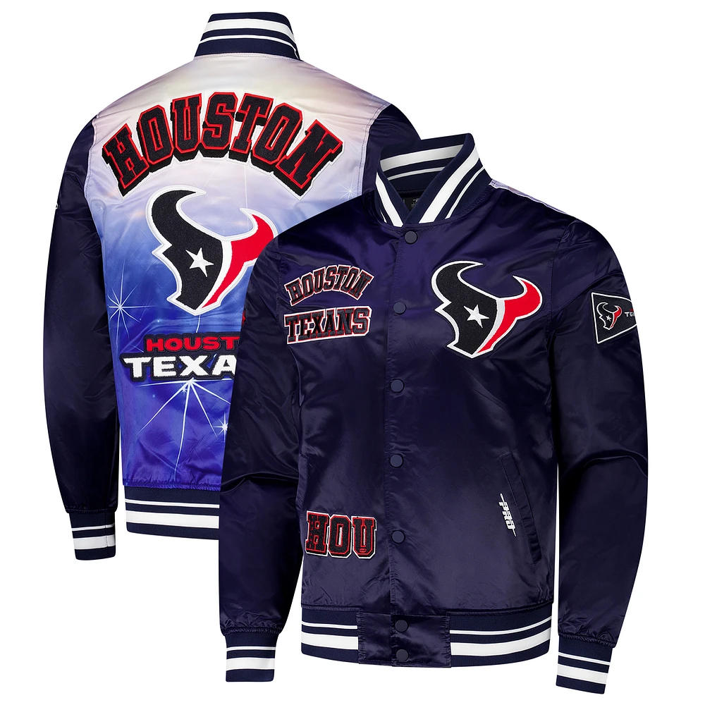 Men's Pro Standard Navy Houston Texans Sublimated Satin Full-Snap Jacket