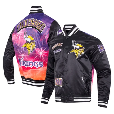 Men's Pro Standard Black Minnesota Vikings Sublimated Satin Full-Snap Jacket