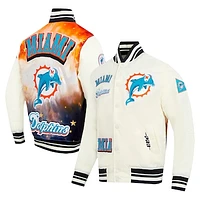 Men's Pro Standard Cream Miami Dolphins Sublimated Satin Full-Snap Jacket