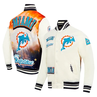 Men's Pro Standard Cream Miami Dolphins Sublimated Satin Full-Snap Jacket