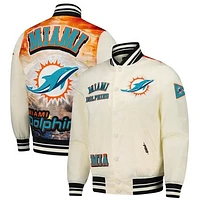 Men's Pro Standard Cream Miami Dolphins Sublimated Satin Full-Snap Jacket