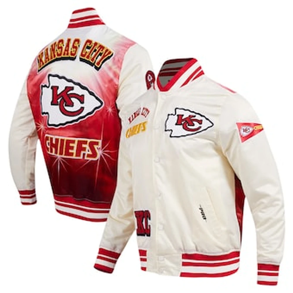 Men's Pro Standard Cream Kansas City Chiefs Sublimated Satin Full-Snap Jacket