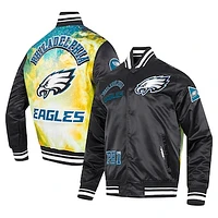 Men's Pro Standard Black Philadelphia Eagles Sublimated Satin Full-Snap Jacket