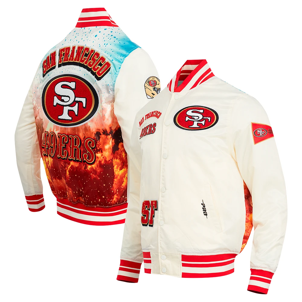 Men's Pro Standard Cream/Scarlet San Francisco 49ers Sublimated Satin Full-Snap Jacket