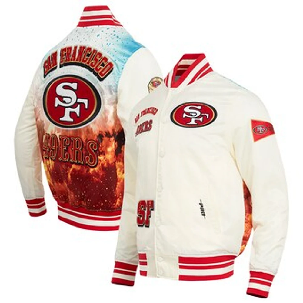 Men's Pro Standard Cream San Francisco 49ers Sublimated Satin Full-Snap Jacket