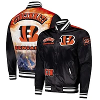 Men's Pro Standard Black Cincinnati Bengals Sublimated Satin Full-Snap Jacket