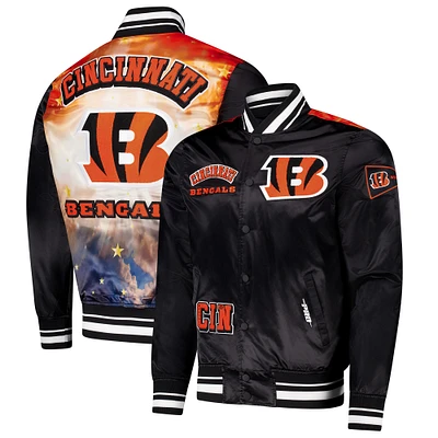 Men's Pro Standard Black Cincinnati Bengals Sublimated Satin Full-Snap Jacket