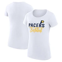 Women's G-III 4Her by Carl Banks White Indiana Pacers Team Sport Fitted V-Neck T-Shirt