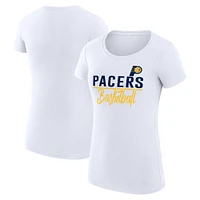Women's G-III 4Her by Carl Banks White Indiana Pacers Team Sport Fitted V-Neck T-Shirt