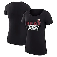 Women's G-III 4Her by Carl Banks Black Miami Heat Team Sport Fitted V-Neck T-Shirt
