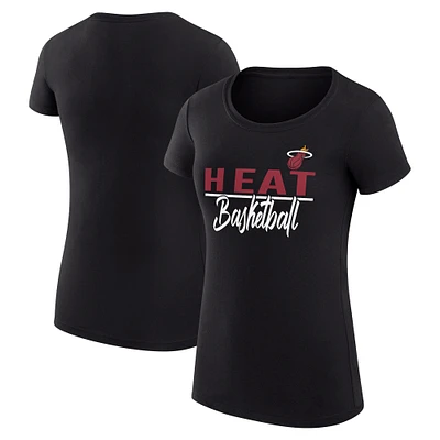 Women's G-III 4Her by Carl Banks Black Miami Heat Team Sport Fitted V-Neck T-Shirt