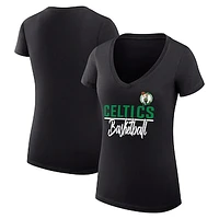 Women's G-III 4Her by Carl Banks Boston Celtics Team Sport Fitted V-Neck T-Shirt