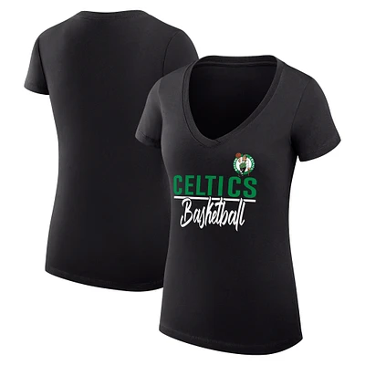 Women's G-III 4Her by Carl Banks Boston Celtics Team Sport Fitted V-Neck T-Shirt
