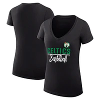 Women's G-III 4Her by Carl Banks Boston Celtics Team Sport Fitted V-Neck T-Shirt