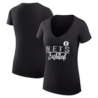 Women's G-III 4Her by Carl Banks Brooklyn Nets Team Sport Fitted V-Neck T-Shirt