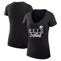 Women's G-III 4Her by Carl Banks Brooklyn Nets Team Sport Fitted V-Neck T-Shirt
