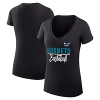 Women's G-III 4Her by Carl Banks Charlotte Hornets Team Sport Fitted V-Neck T-Shirt