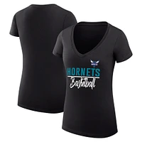 Women's G-III 4Her by Carl Banks Charlotte Hornets Team Sport Fitted V-Neck T-Shirt