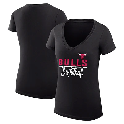 Women's G-III 4Her by Carl Banks Chicago Bulls Team Sport Fitted V-Neck T-Shirt
