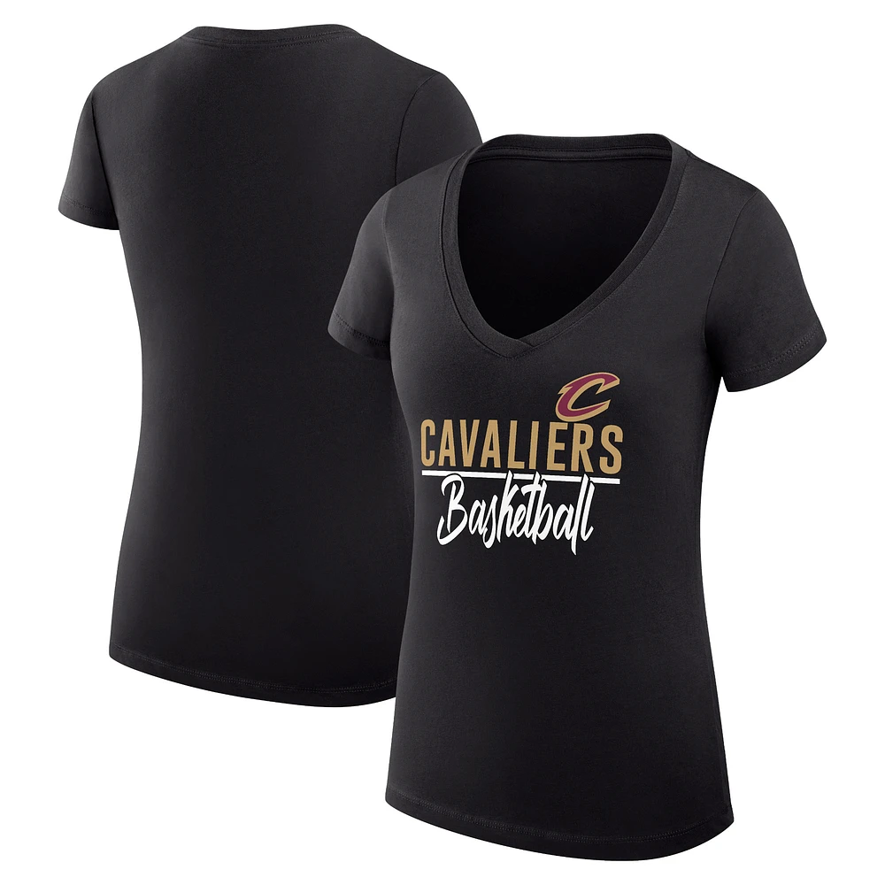 Women's G-III 4Her by Carl Banks Black Cleveland Cavaliers Team Sport Fitted V-Neck T-Shirt
