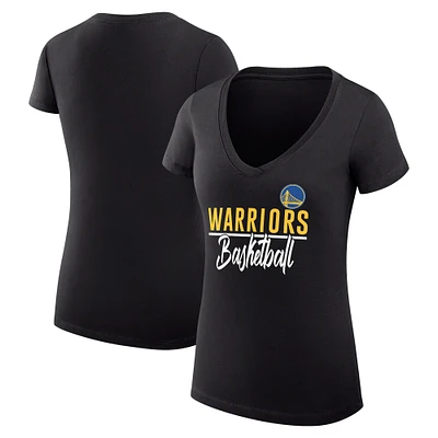 Women's G-III 4Her by Carl Banks Golden State Warriors Team Sport Fitted V-Neck T-Shirt