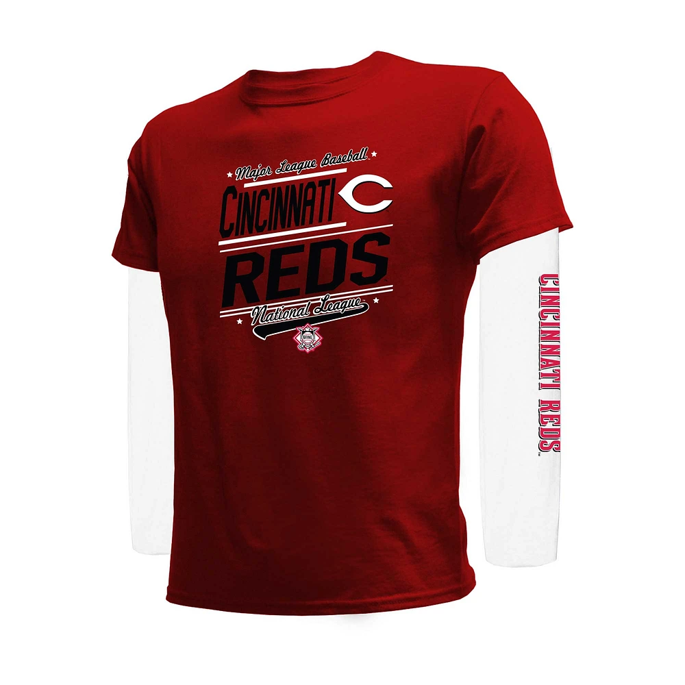 Youth Stitches Red/White Cincinnati Reds Combo T-Shirt Set