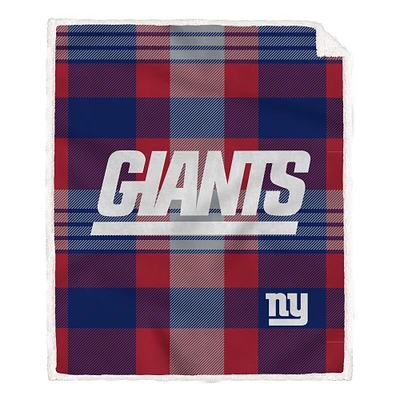 Pegasus New York Giants 60” x 70” Plaid Steel Ultra Cozy Sherpa Blanket