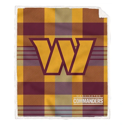 Pegasus Washington Commanders 60” x 70” Plaid Steel Ultra Cozy Sherpa Blanket
