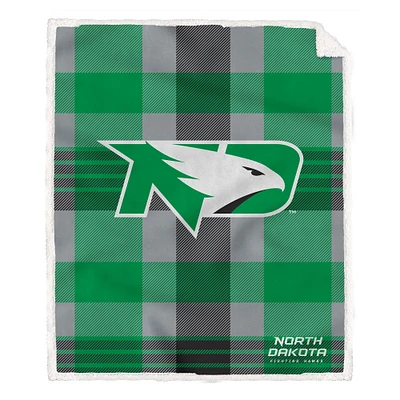 Pegasus North Dakota 60” x 70” Plaid Steel Ultra Cozy Sherpa Blanket