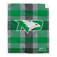 Pegasus North Dakota 60” x 70” Plaid Steel Ultra Cozy Sherpa Blanket