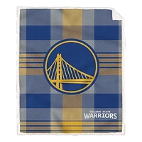 Pegasus Golden State Warriors 60” x 70” Plaid Steel Ultra Cozy Sherpa Blanket