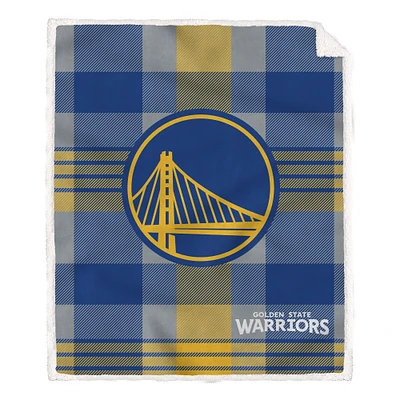 Pegasus Golden State Warriors 60” x 70” Plaid Steel Ultra Cozy Sherpa Blanket