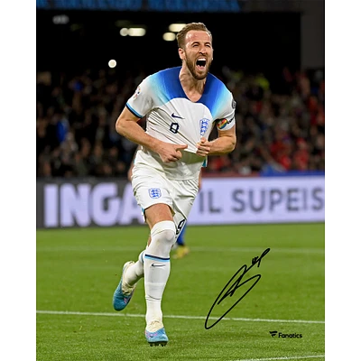 Harry Kane England National Team Autographed 8" x 10" White Jersey Celebrating 54th Goal Photograph