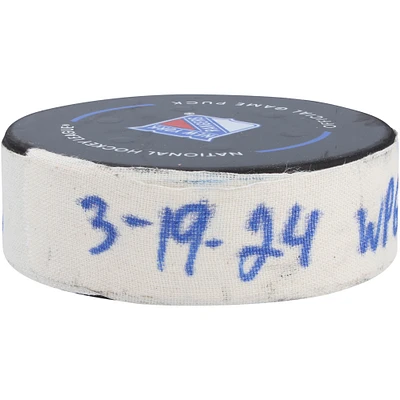 Kyle Connor Winnipeg Jets Game-Used Goal Puck vs. New York Rangers on March 19, 2024