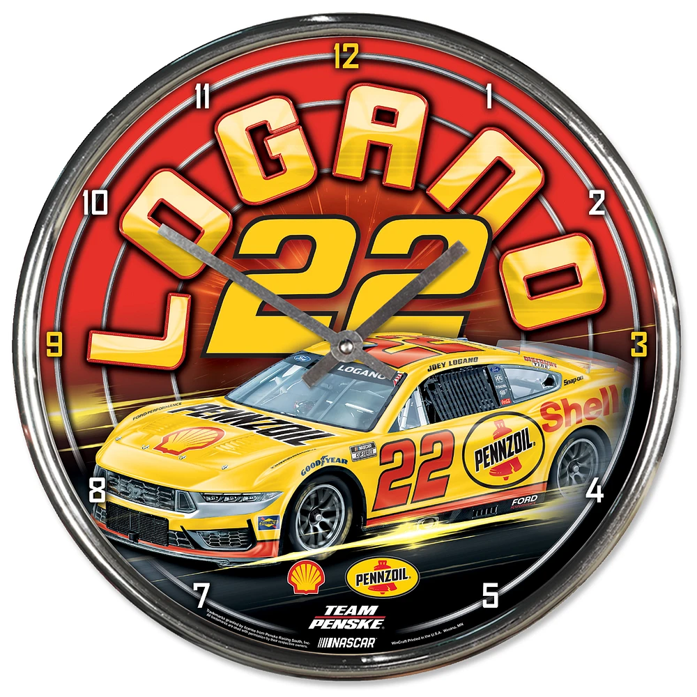 WinCraft Joey Logano Shell Pennzoil 12'' Chrome Wall Clock