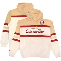 Men's Mitchell & Ness Cream Alabama Crimson Tide Big Tall Head Coach Pullover Hoodie