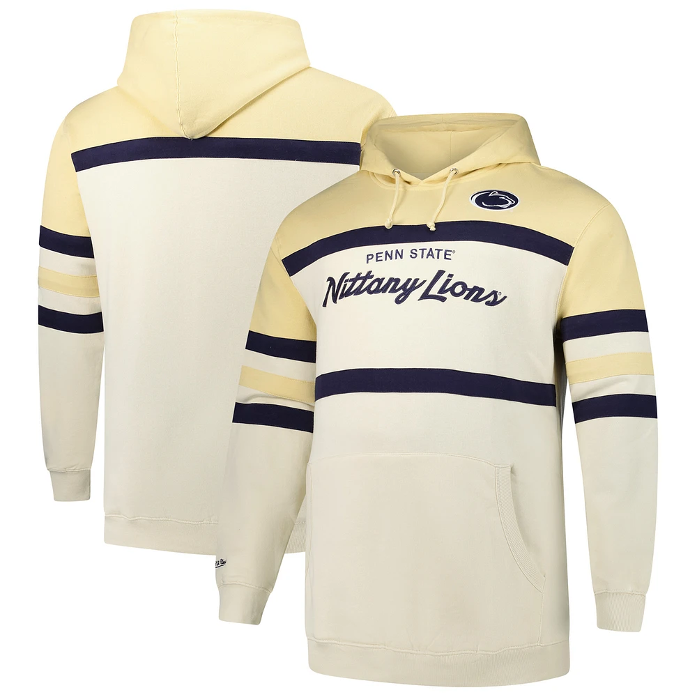 Men's Mitchell & Ness Cream Penn State Nittany Lions Big Tall Head Coach Pullover Hoodie