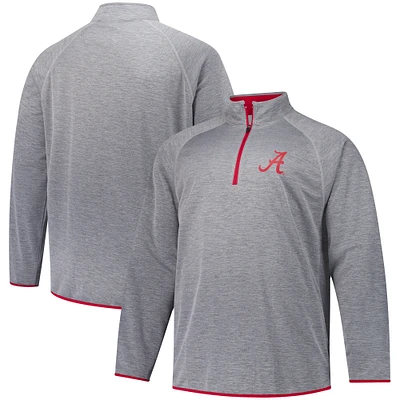 Men's Fanatics Charcoal Alabama Crimson Tide Raglan Big &Tall Quarter-Zip Top