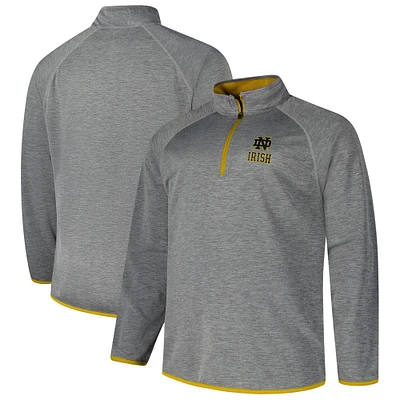 Men's Fanatics Charcoal Notre Dame Fighting Irish Raglan Big &Tall Quarter-Zip Top