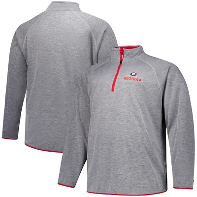 Men's Fanatics Charcoal Georgia Bulldogs Raglan Big &Tall Quarter-Zip Top