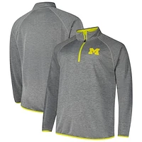 Men's Fanatics Charcoal Michigan Wolverines Raglan Big &Tall Quarter-Zip Top