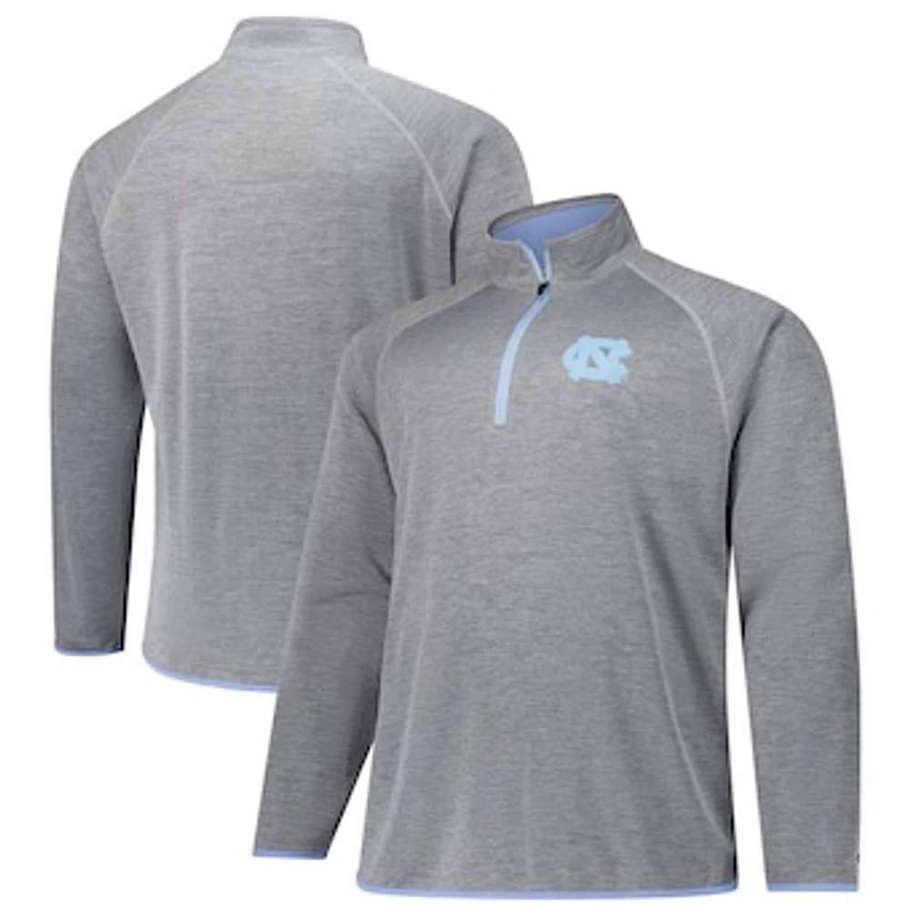 Men's Fanatics Charcoal North Carolina Tar Heels Raglan Big &Tall Quarter-Zip Top