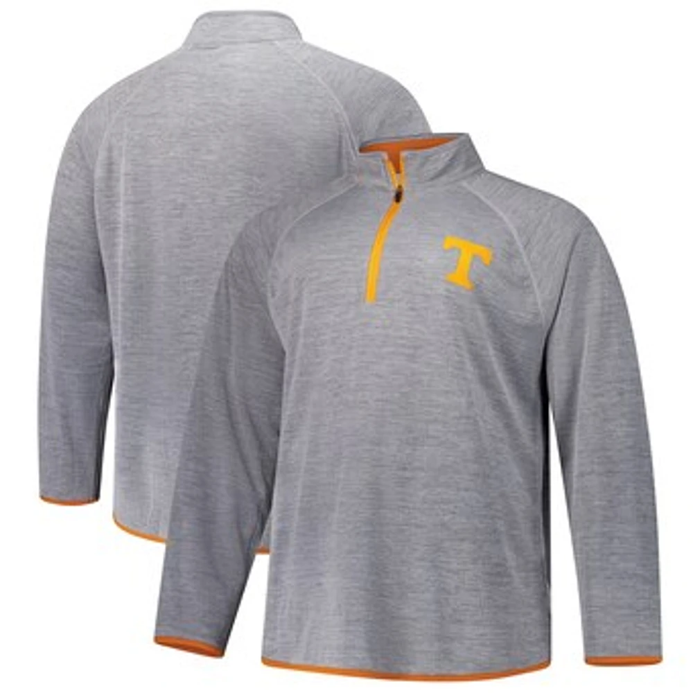 Men's Fanatics Gray Tennessee Volunteers Raglan Big &Tall Quarter-Zip Top