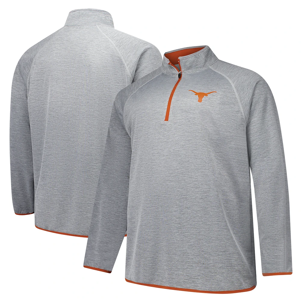 Men's Fanatics Gray Texas Longhorns Raglan Big &Tall Quarter-Zip Top