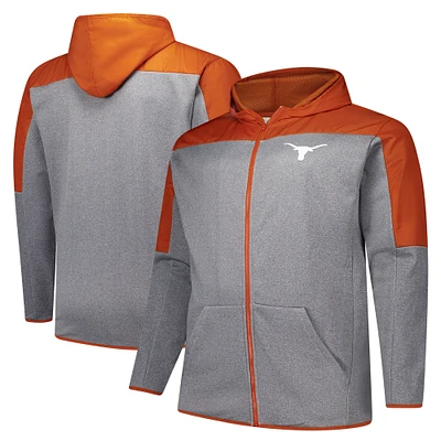 Men's Fanatics Texas Orange/Gray Longhorns Big & Tall Pieced Full-Zip Hoodie Jacket